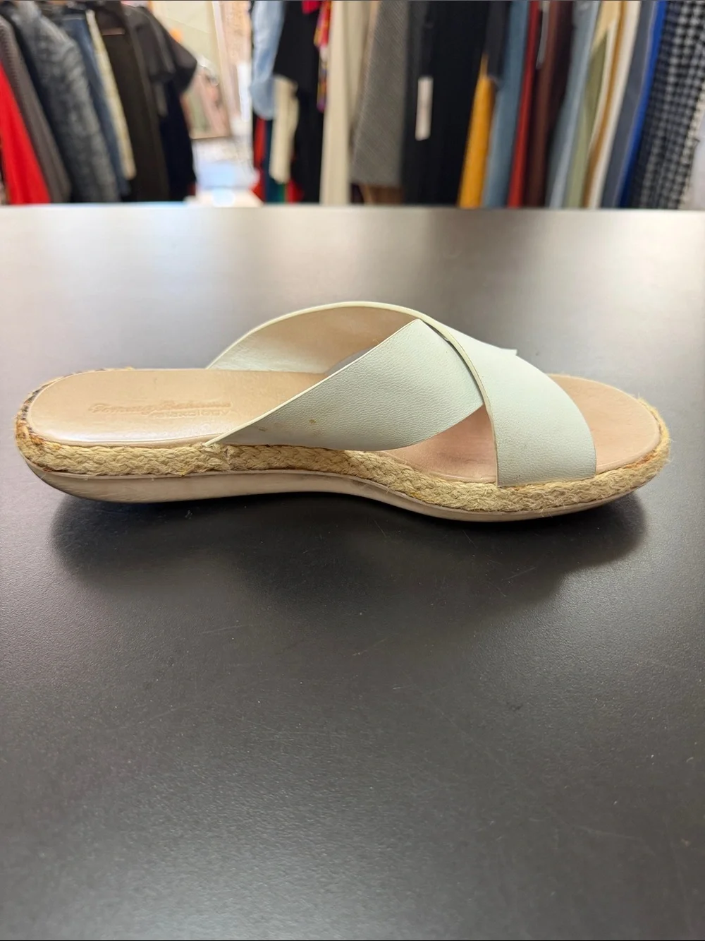 Tommy Bahama Cream Crisscross Espadrille Slide Sandals